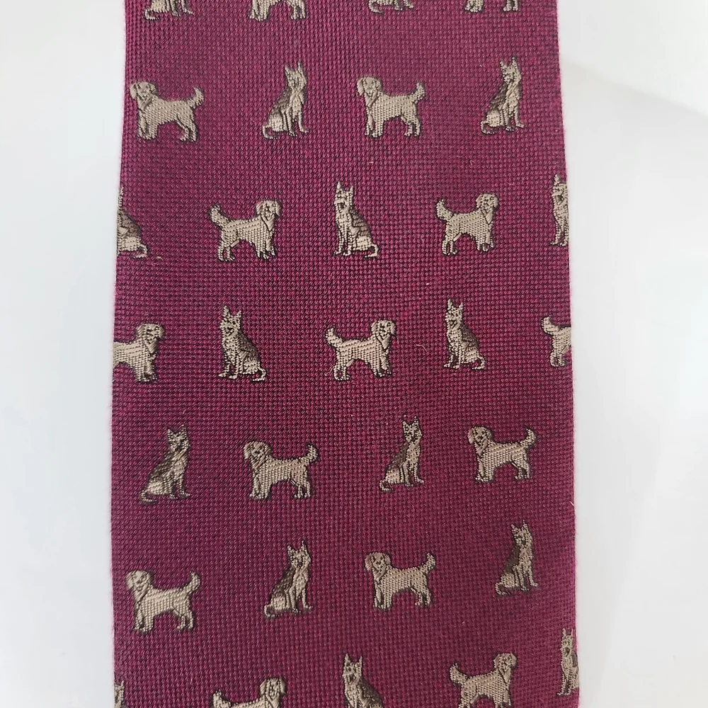 Stafford Red with Dogs Mens Neck Tie. New With Tags.